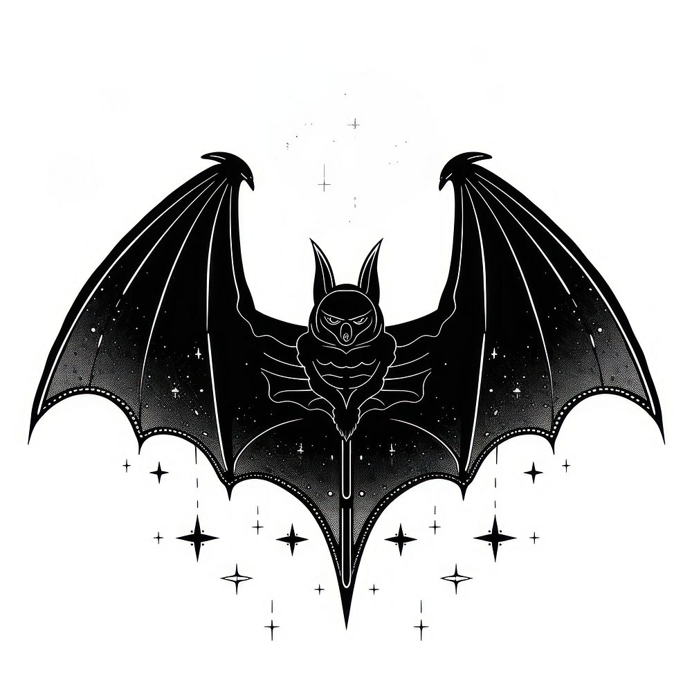 Surreal aesthetic bat logo chandelier wildlife animal.