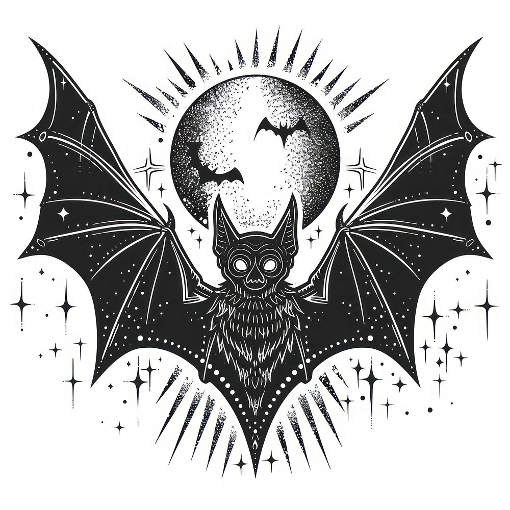 Surreal aesthetic bat logo wildlife symbol animal.