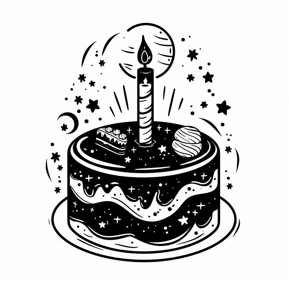 Surreal aesthetic birthday cake logo art illustrated dynamite.