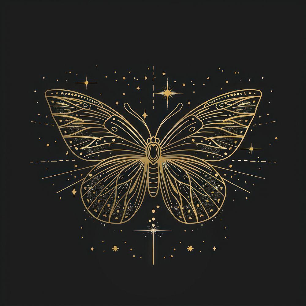 Surreal aesthetic butterfly logo art blackboard fireworks.