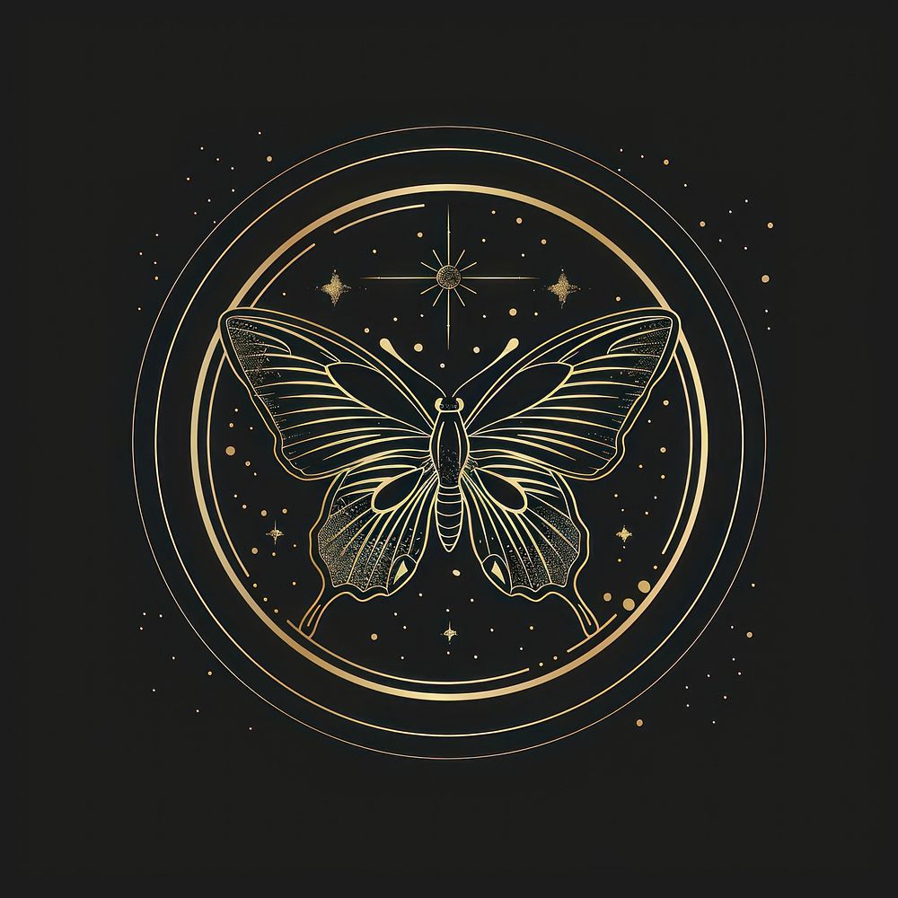 Surreal aesthetic butterfly logo art photography blackboard.