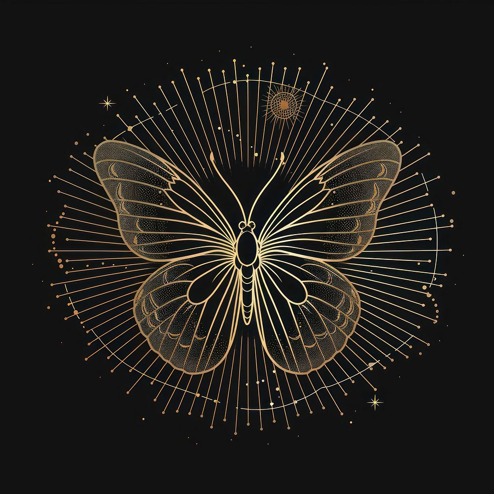 Surreal aesthetic butterfly logo chandelier fireworks lamp.