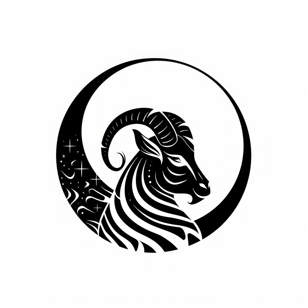 Surreal aesthetic capricorn logo wildlife stencil animal.