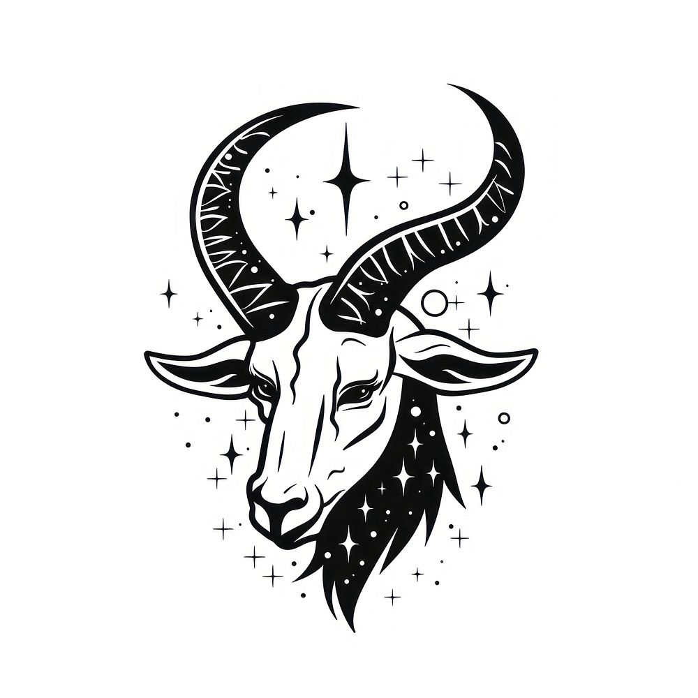 Surreal aesthetic capricorn logo livestock antelope wildlife.