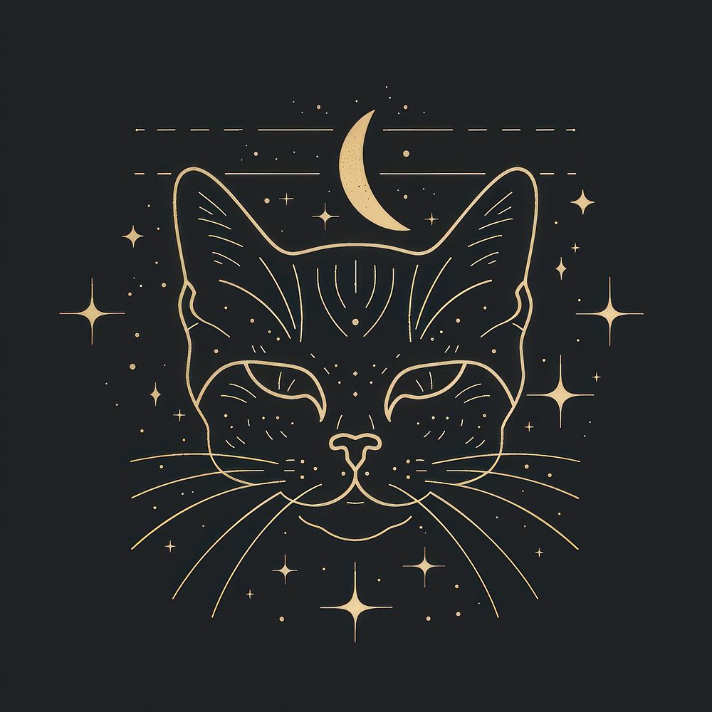 Surreal aesthetic cat logo blackboard animal mammal.