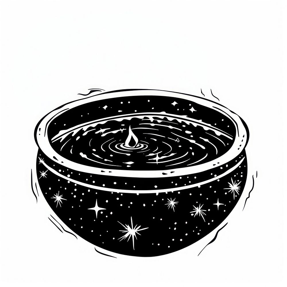 Surreal aesthetic cauldron logo outdoors nature water.