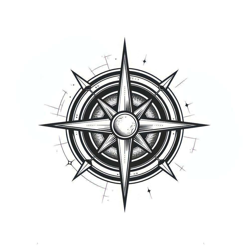Surreal aesthetic compass logo.