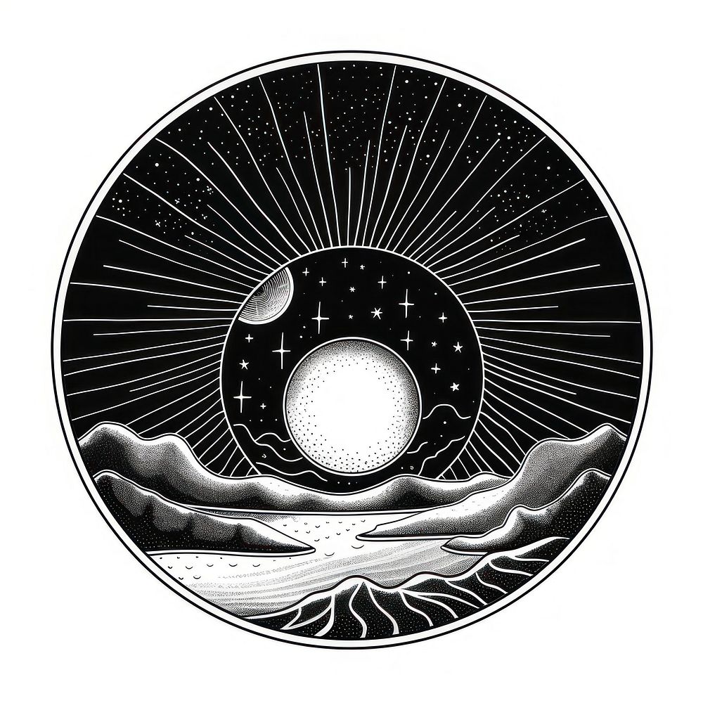Surreal aesthetic coin logo art spiral symbol.