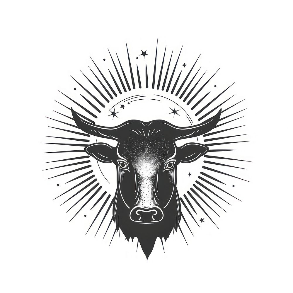 Surreal aesthetic cow logo art illustrated livestock.