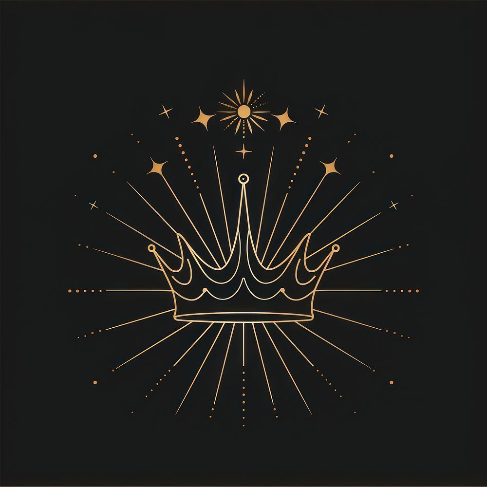 Surreal aesthetic crown logo chandelier fireworks symbol.
