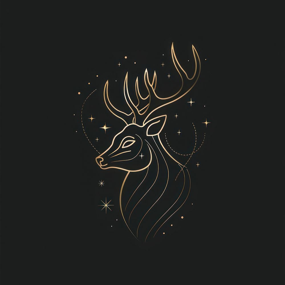 Surreal aesthetic deer logo art fireworks astronomy.