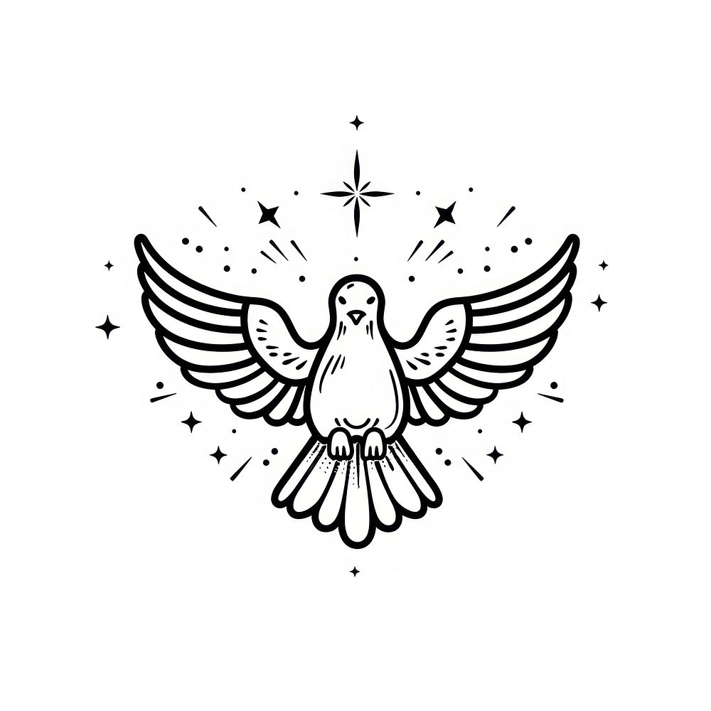 Surreal aesthetic dove logo stencil emblem symbol.