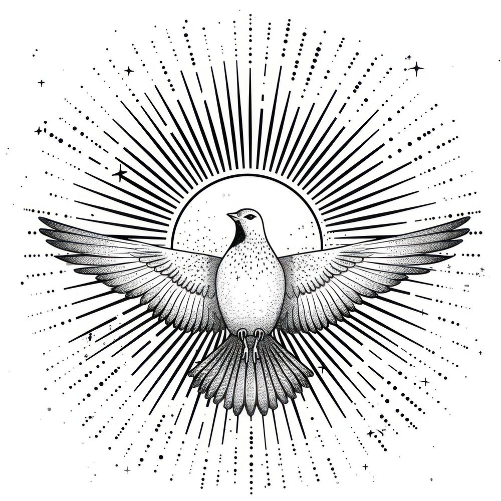 Surreal aesthetic dove logo art illustrated drawing.
