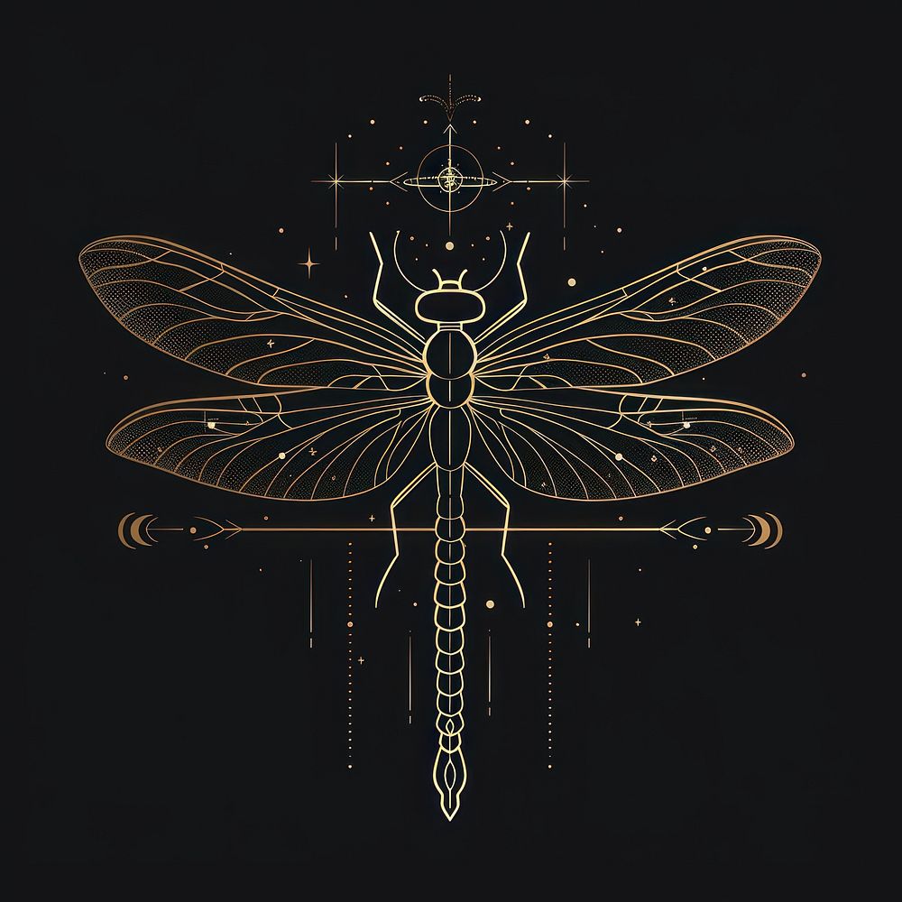 Surreal aesthetic dragonfly logo art symbol animal.