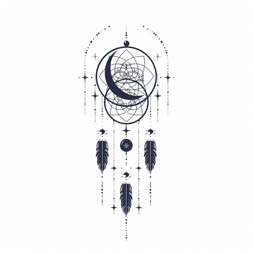 Surreal aesthetic dreamcatcher logo art chandelier diagram.
