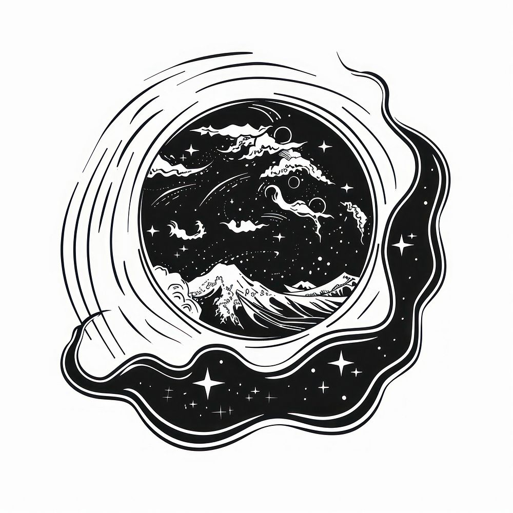 Surreal aesthetic earth logo illustrated clothing drawing.