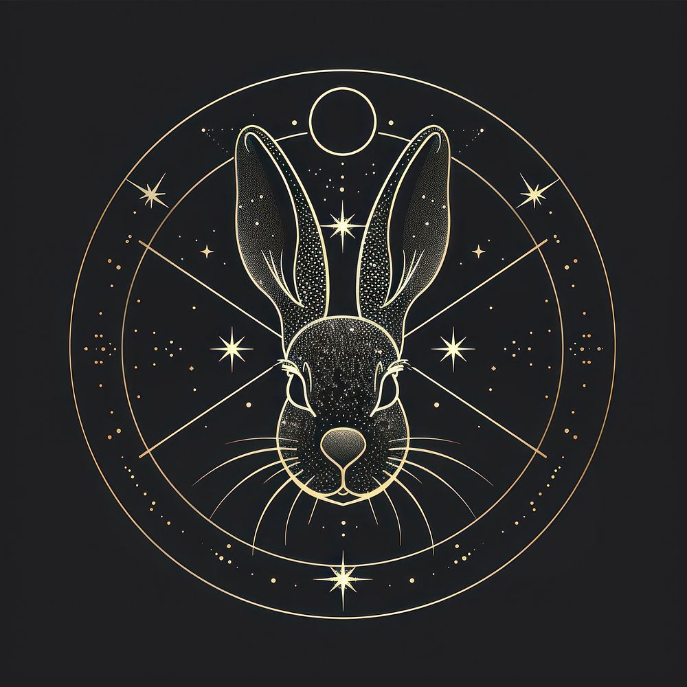 Surreal aesthetic Easter bunny logo animal mammal rabbit.