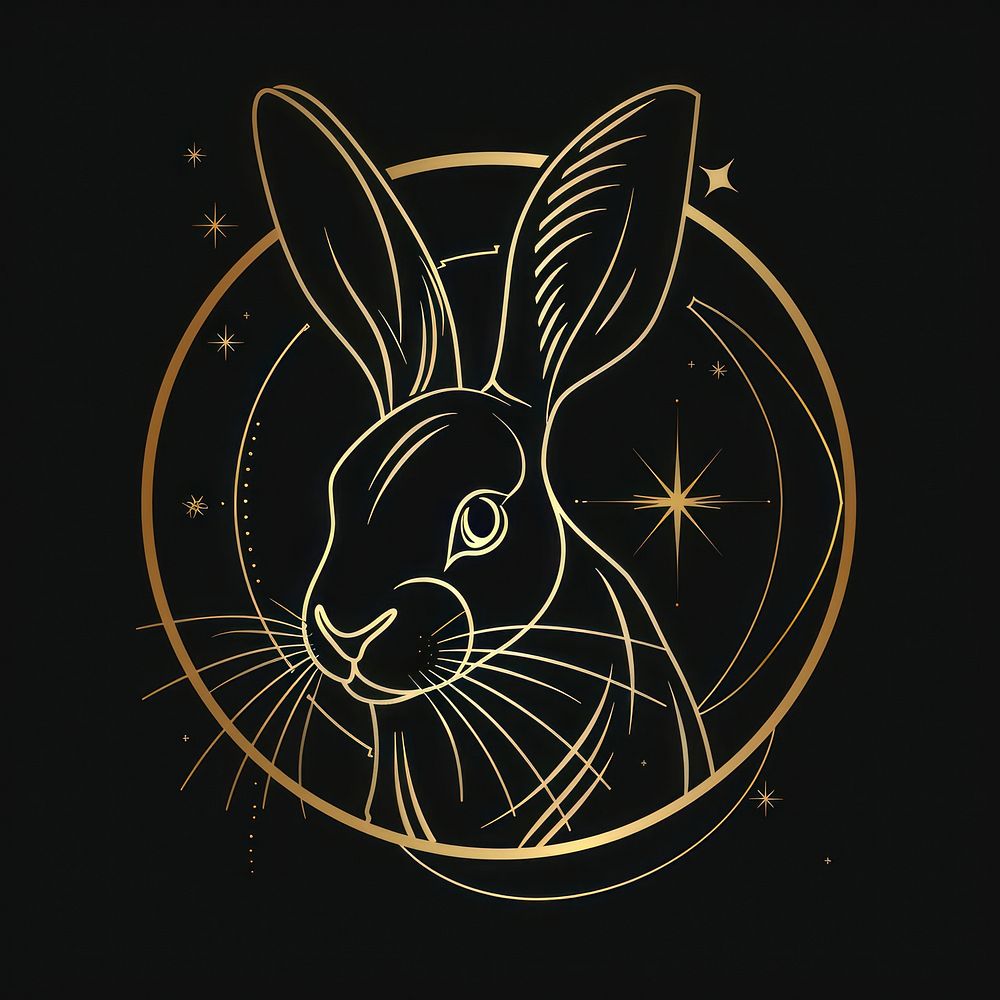 Surreal aesthetic Easter bunny logo art astronomy outdoors.