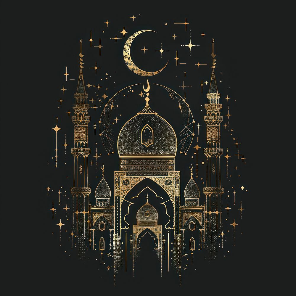 Surreal aesthetic eid mubarak logo architecture cathedral building.