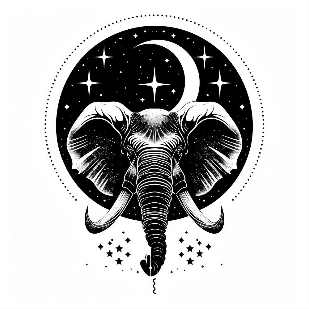 Surreal aesthetic elephant logo wildlife animal mammal.