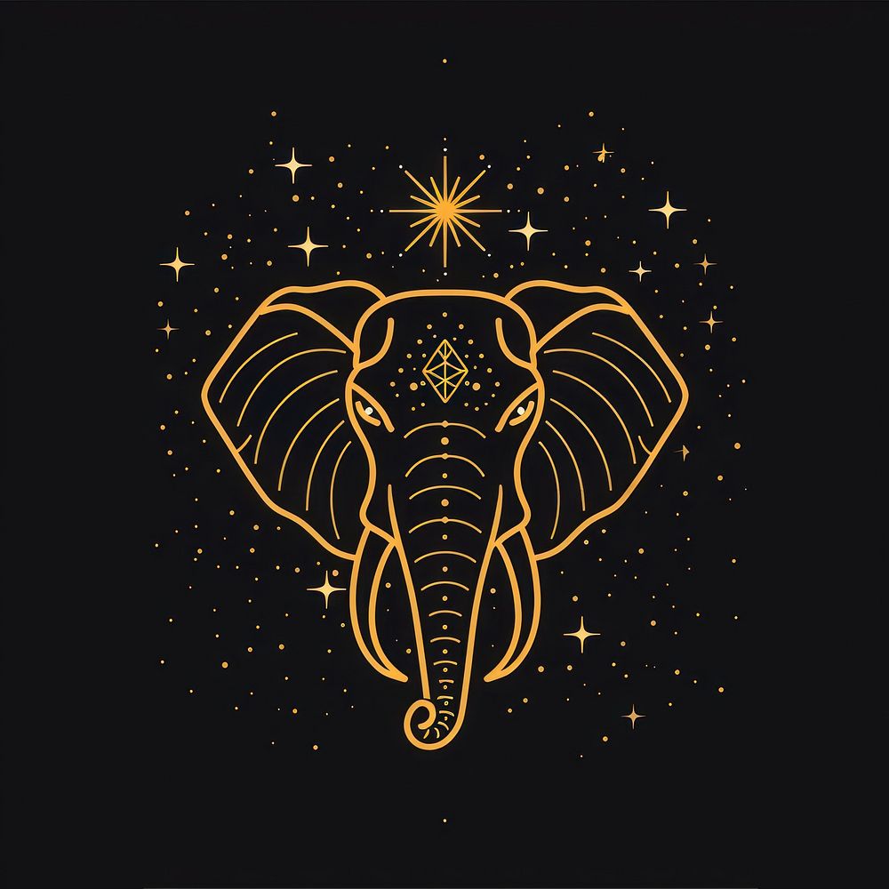 Surreal aesthetic Elephant logo elephant astronomy wildlife.