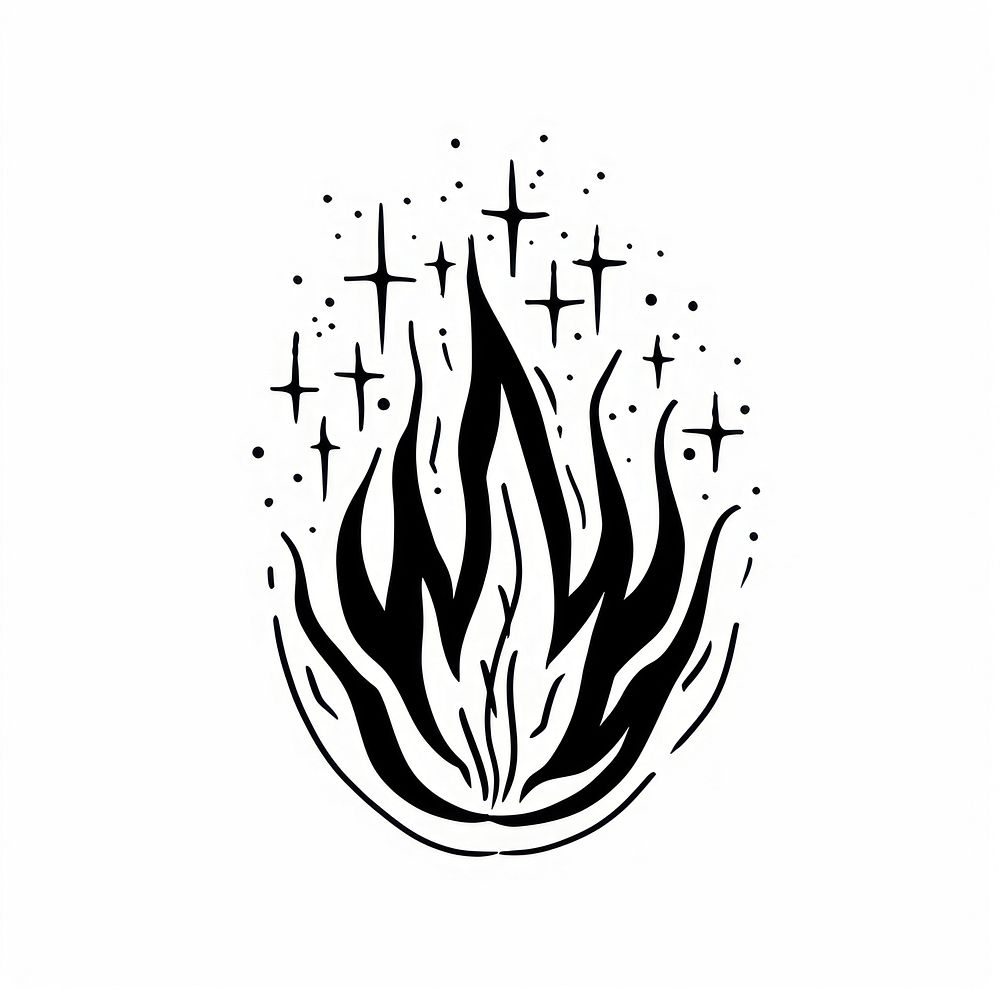 Surreal aesthetic fire logo astronomy outdoors stencil.