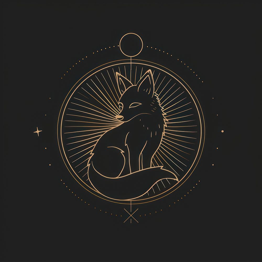 Surreal aesthetic fox logo blackboard animal mammal.