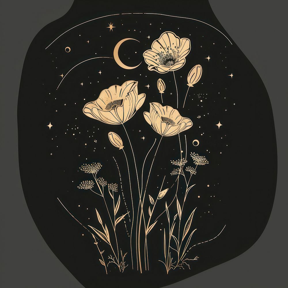 Surreal aesthetic flower field logo art illustrated porcelain.