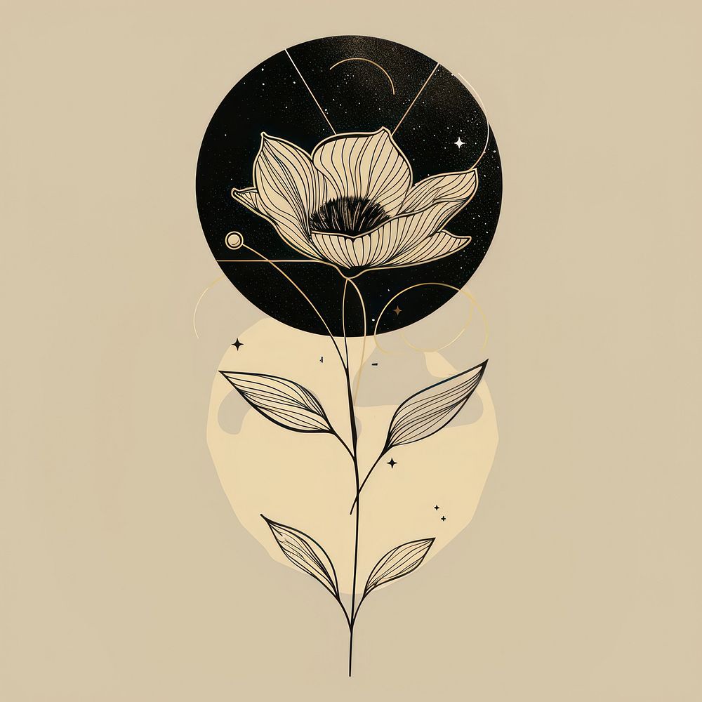 Surreal aesthetic flower summer logo art illustrated drawing.