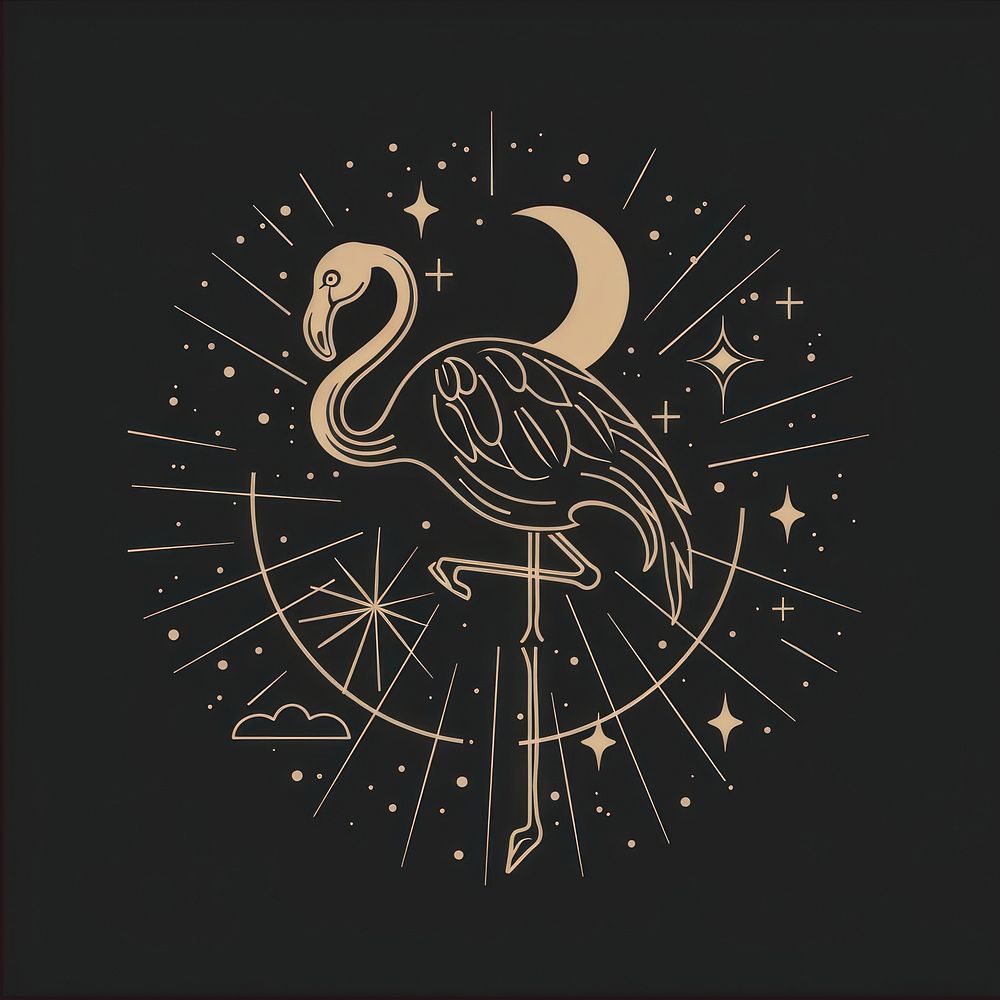 Surreal aesthetic flamingo logo blackboard animal bird.
