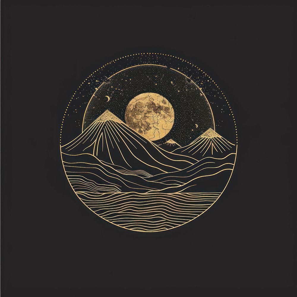 Surreal aesthetic full moon logo astronomy outdoors nature.