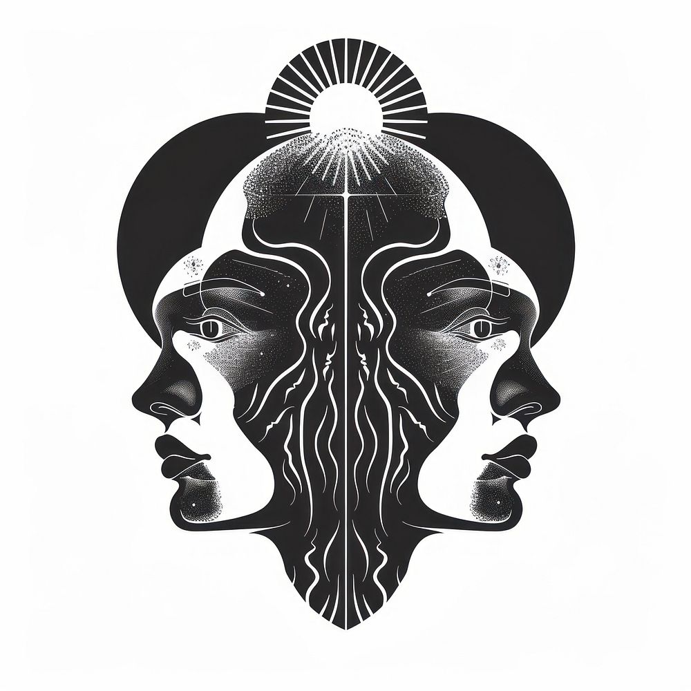 Surreal aesthetic gemini logo silhouette art illustrated.