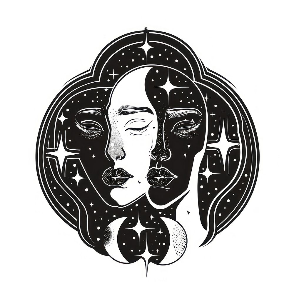 Surreal aesthetic gemini logo art illustrated drawing.