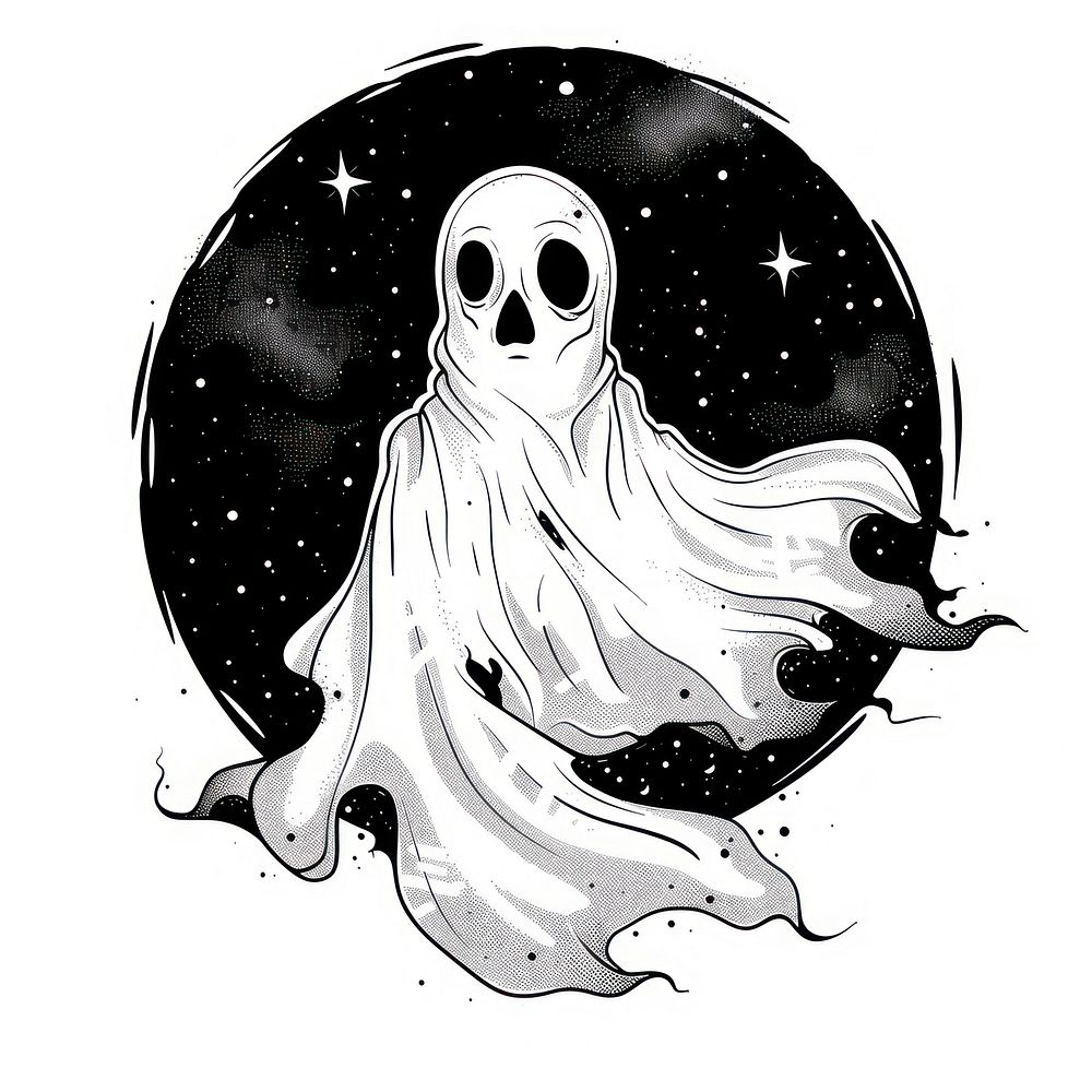 Surreal aesthetic ghost logo art illustrated clothing.
