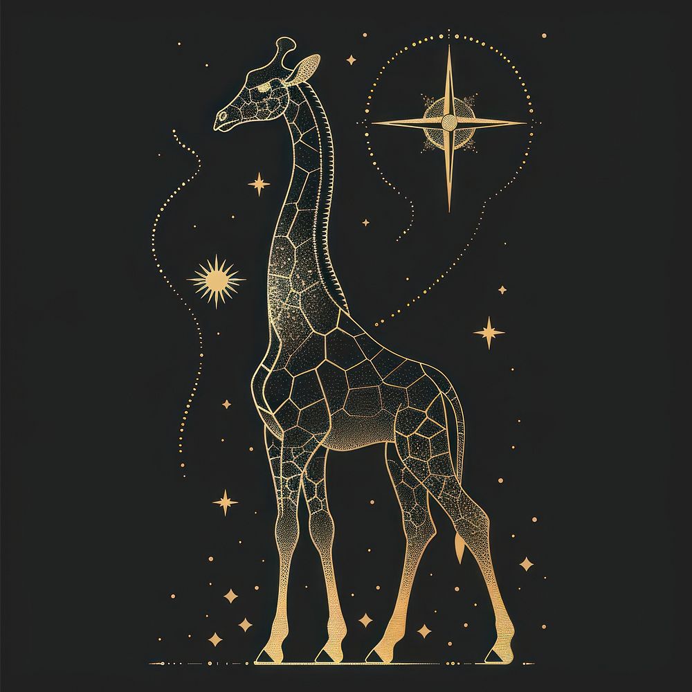 Surreal aesthetic giraffe logo art wildlife kangaroo.