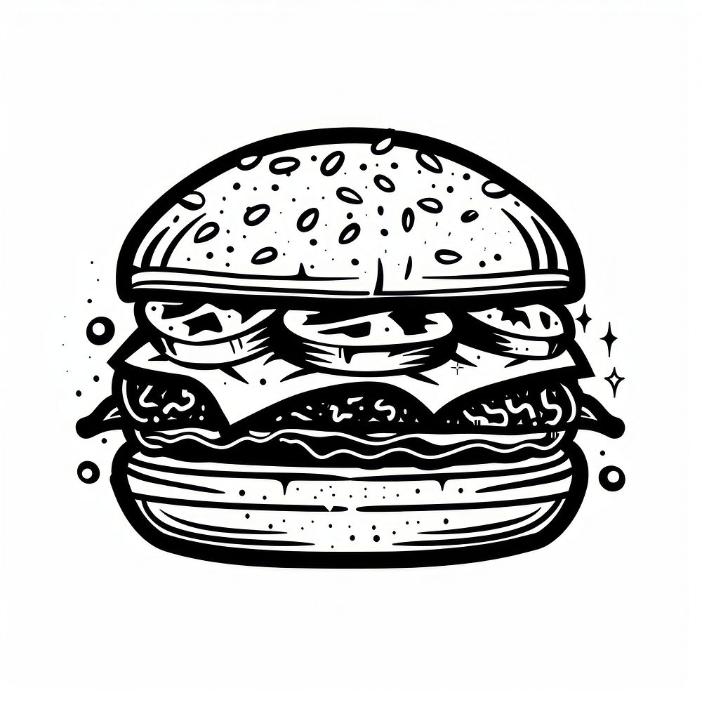Surreal aesthetic Hamburger logo art illustrated drawing.