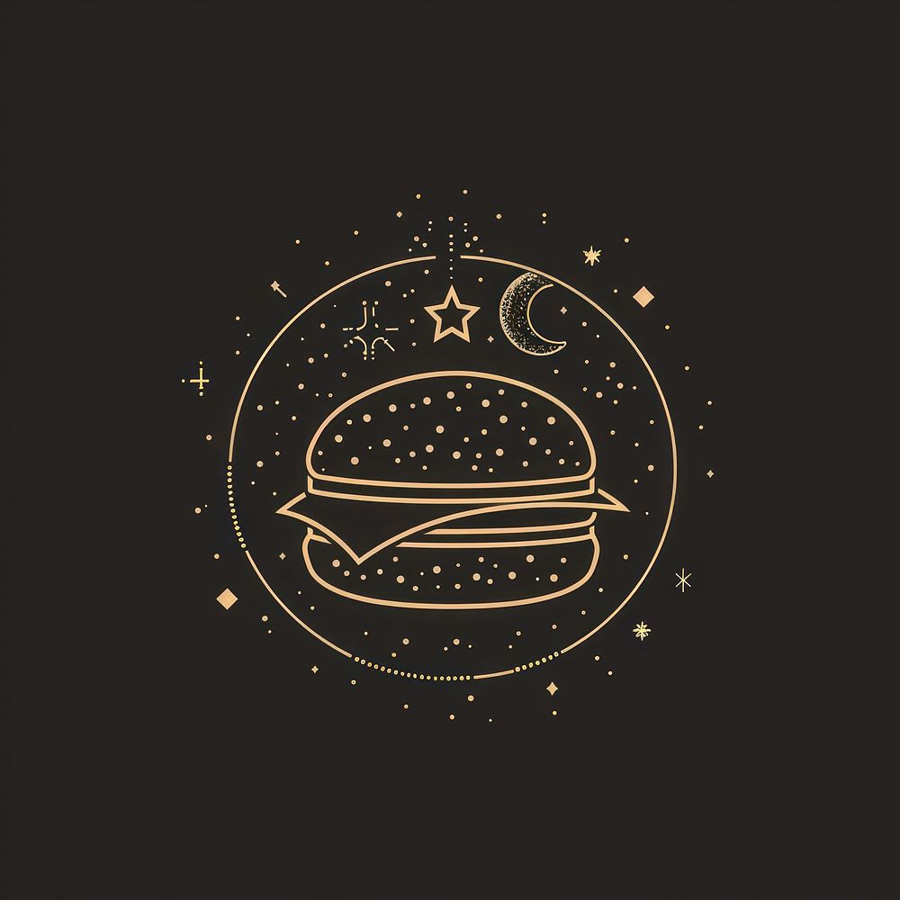 Surreal aesthetic Hamburger logo blackboard symbol text.