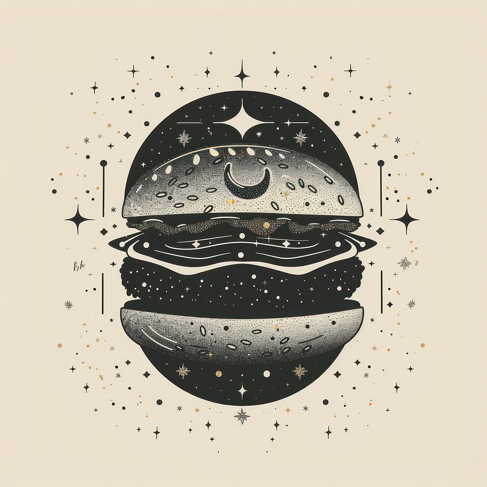 Surreal aesthetic Hamburger logo art advertisement food.