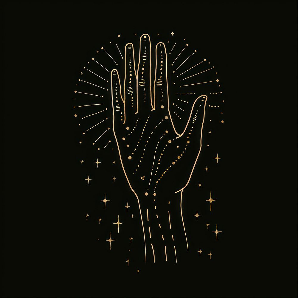 Surreal aesthetic hand logo blackboard fireworks symbol.