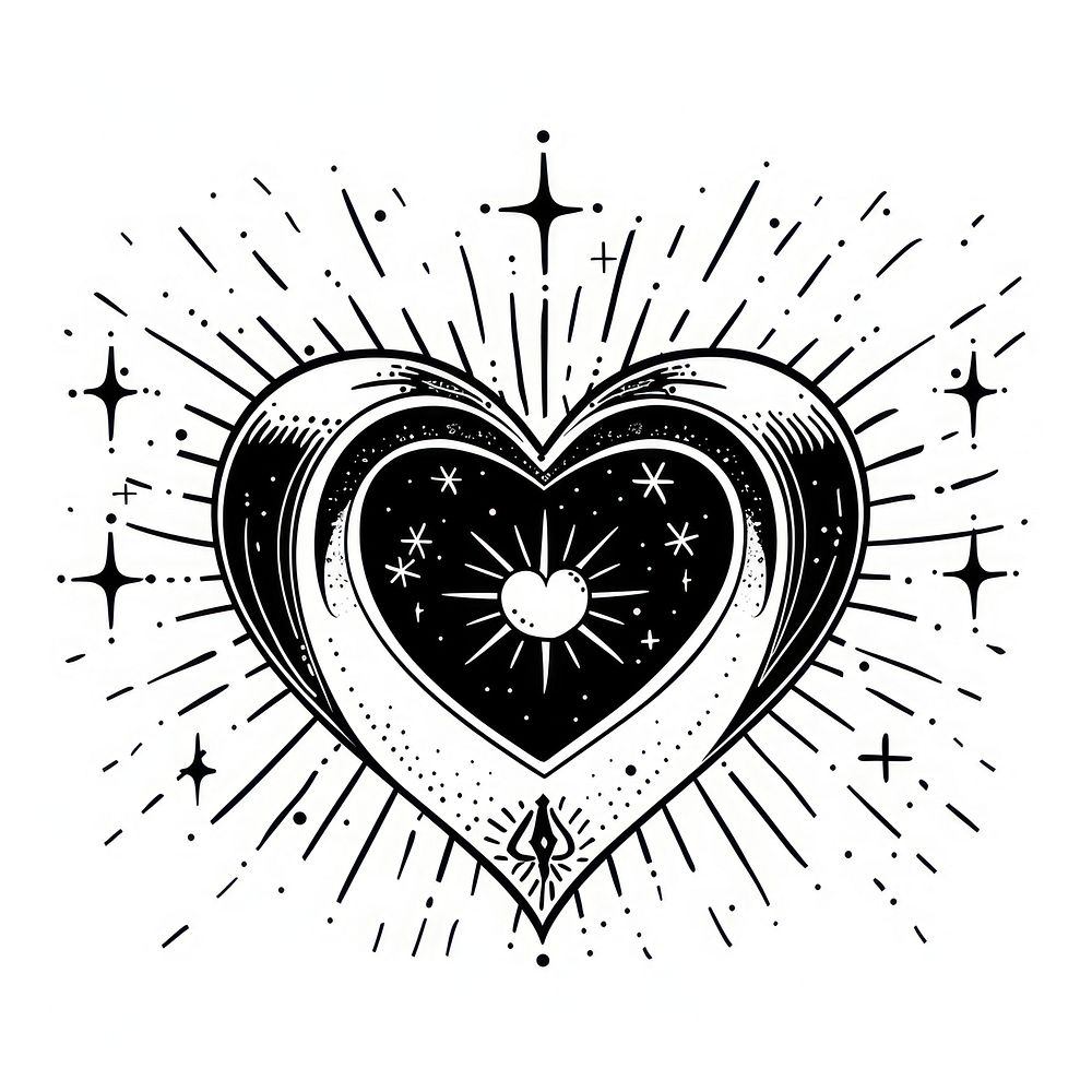 Surreal aesthetic heart logo illustrated weaponry drawing.