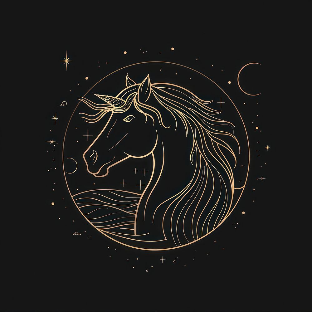 Surreal aesthetic Horse logo horse art blackboard.