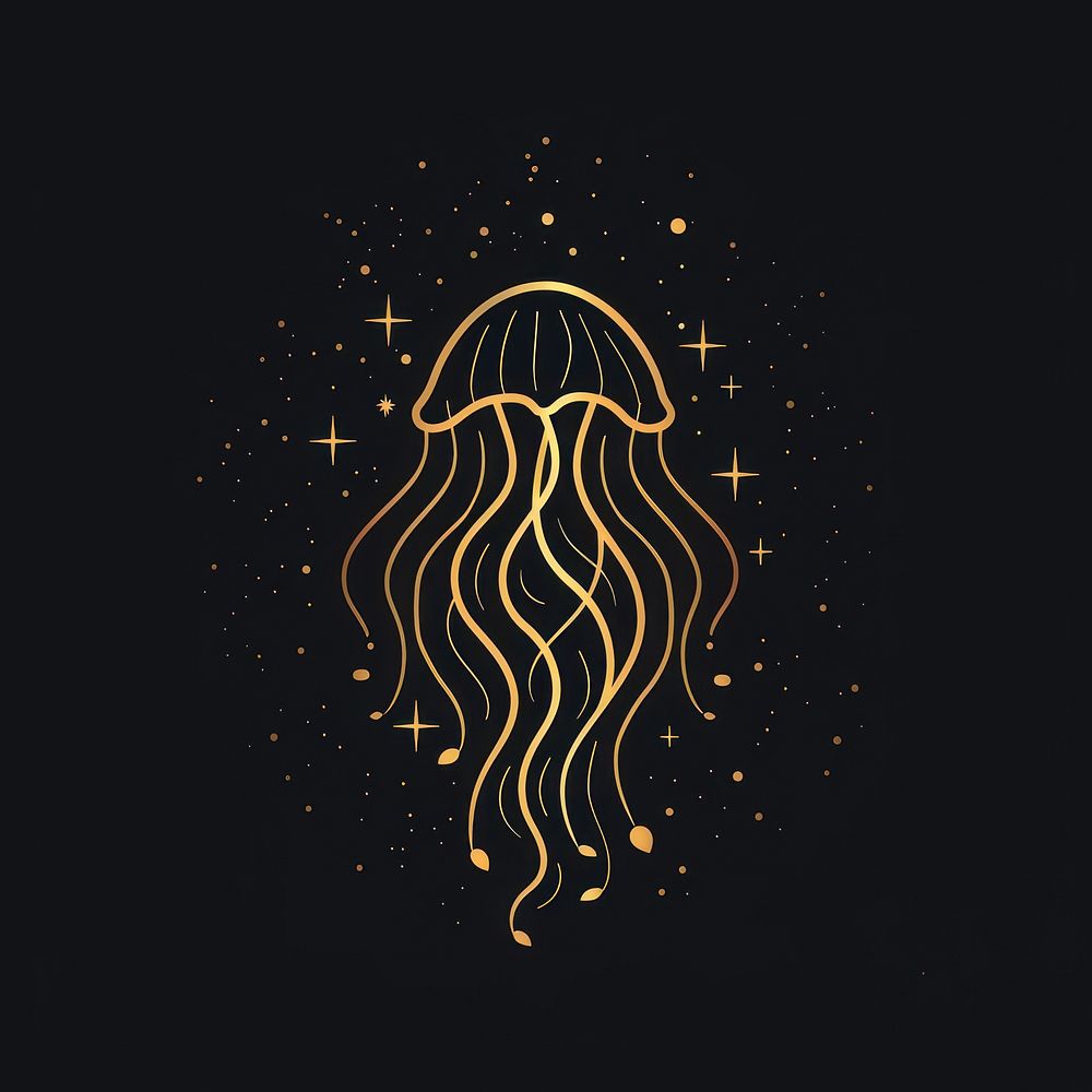 Surreal aesthetic jellyfish logo invertebrate animal sea life.