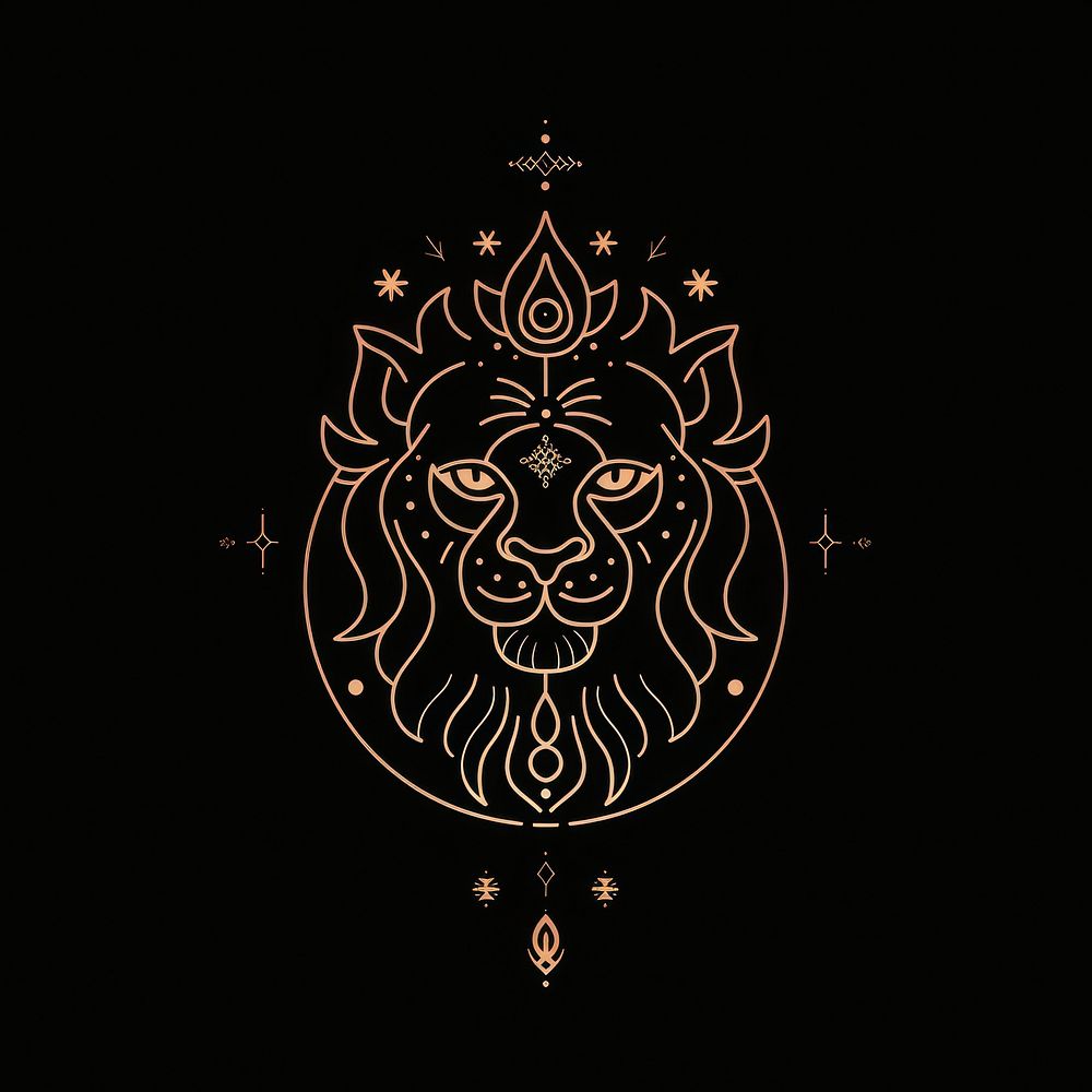 Surreal aesthetic lion magician logo chandelier symbol lamp.