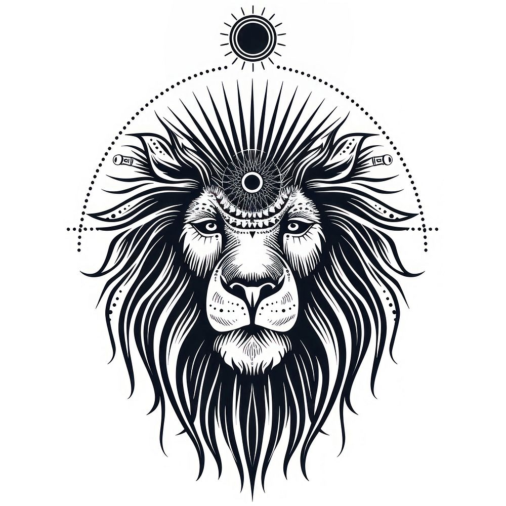 Surreal aesthetic lion logo art illustrated wildlife.