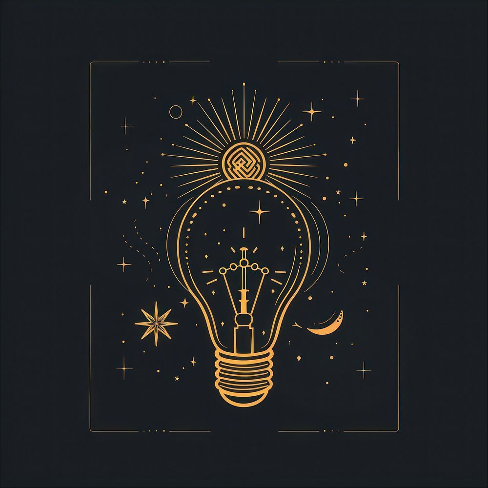 Surreal aesthetic light bulb logo blackboard lightbulb.