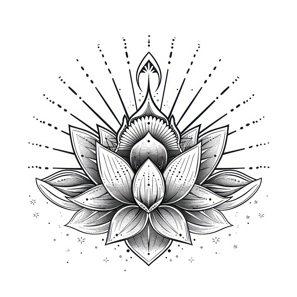 Surreal aesthetic lotus logo art illustrated graphics.