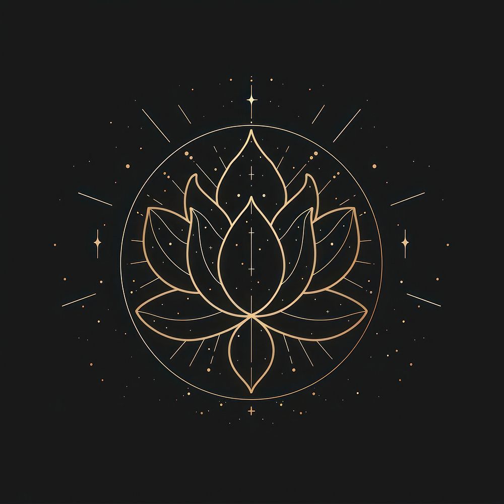 Surreal aesthetic lotus logo blackboard chandelier fireworks.