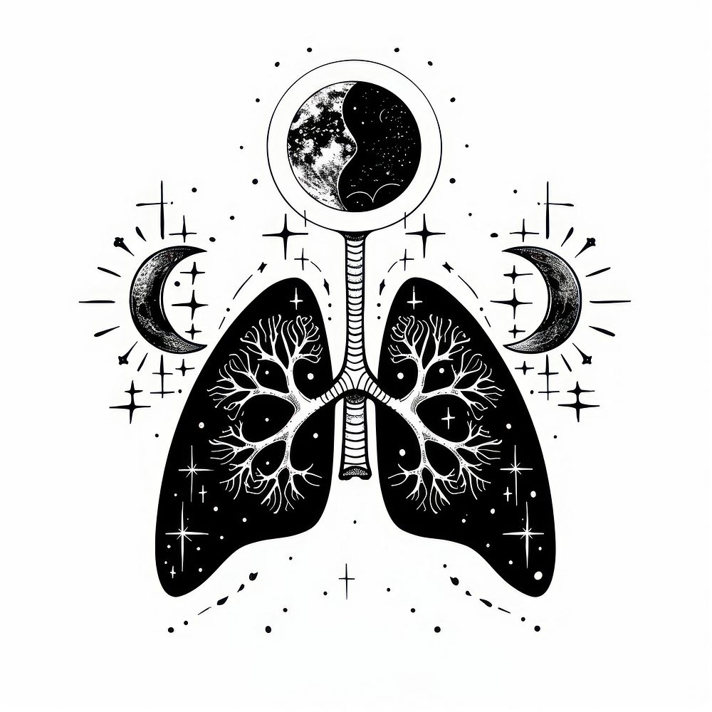 Surreal aesthetic lungs logo art illustrated drawing.