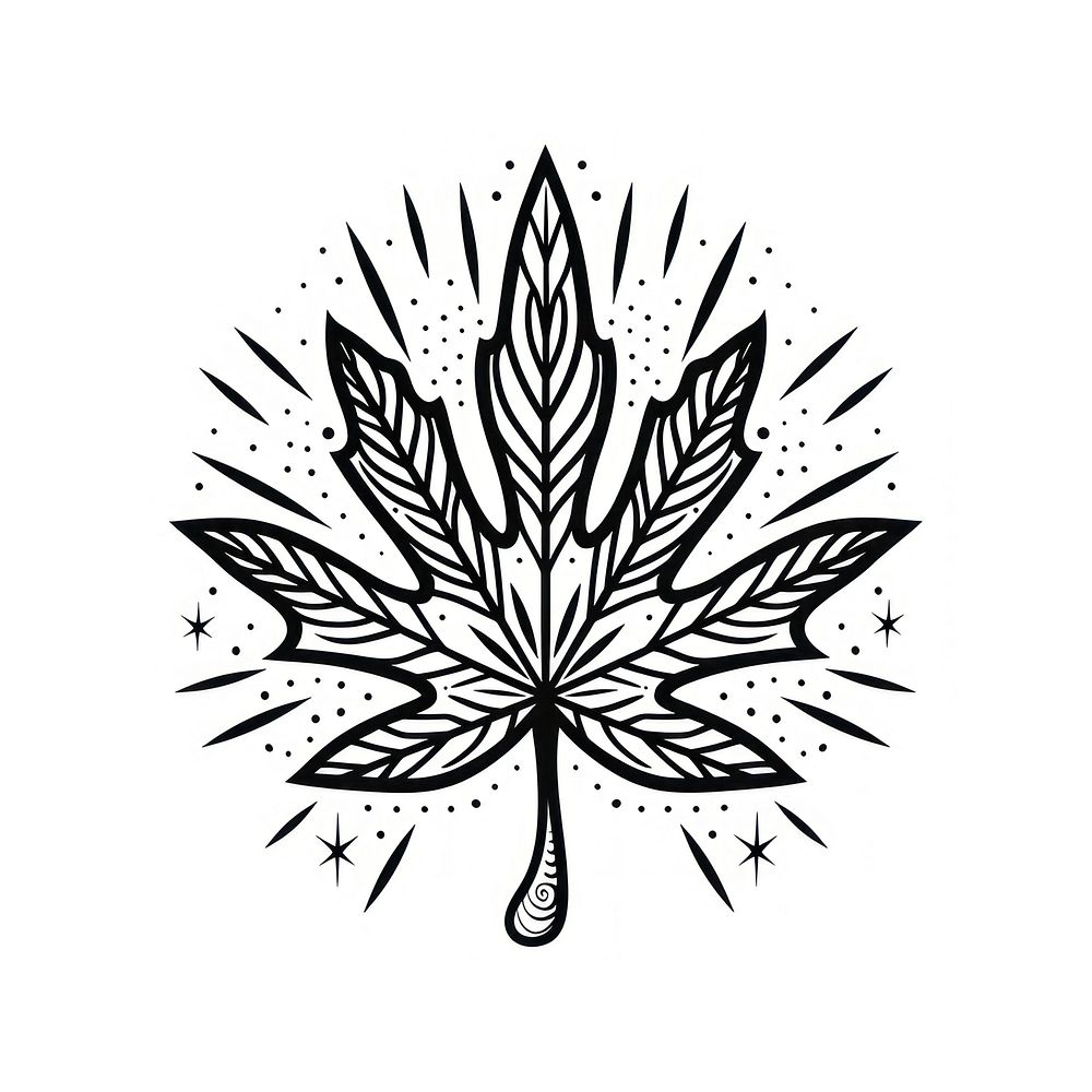 Surreal aesthetic maple leaf logo art illustrated stencil.