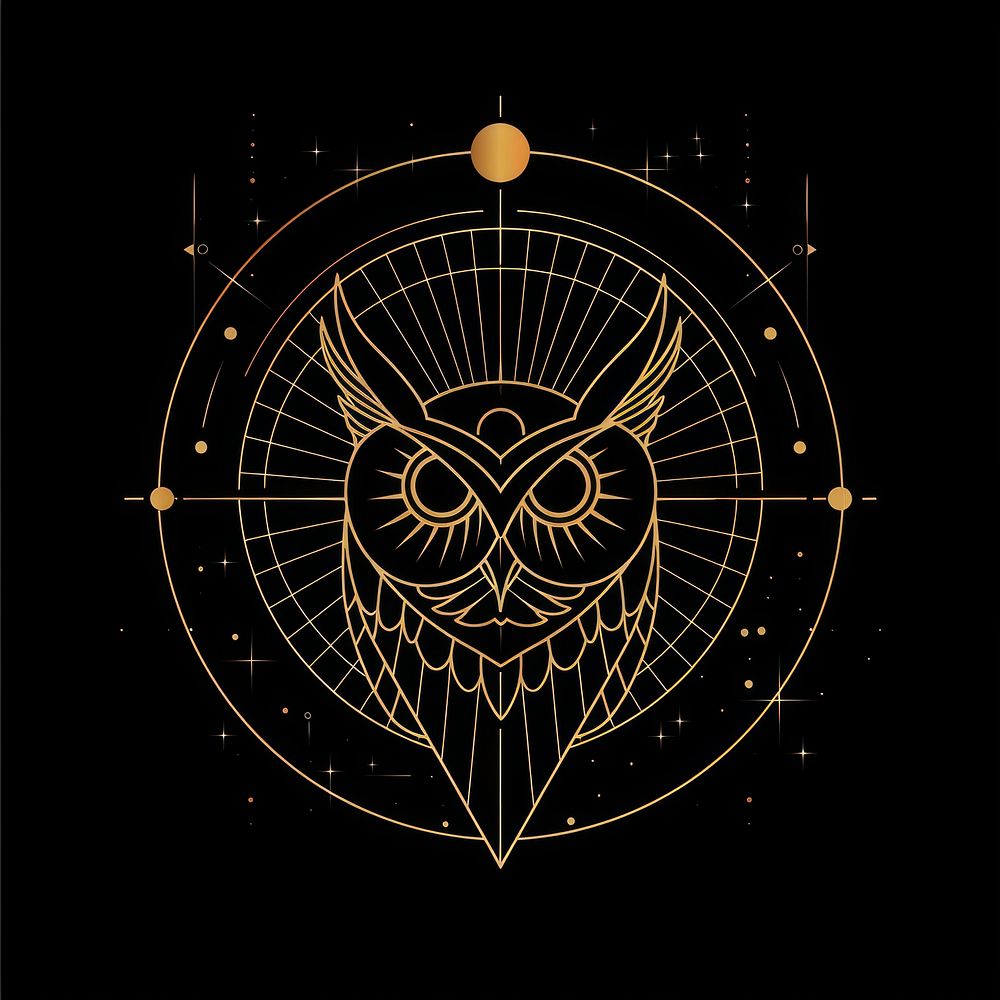 Surreal aesthetic owl logo chandelier emblem symbol.